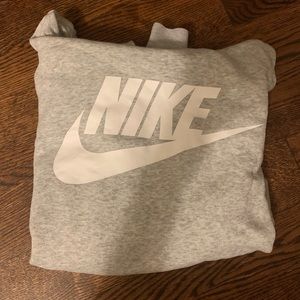 Nike cropped hoodie, grey/white, size small